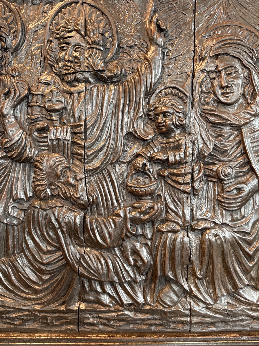 Important 17th-century Carved Oak Altarpiece-photo-7