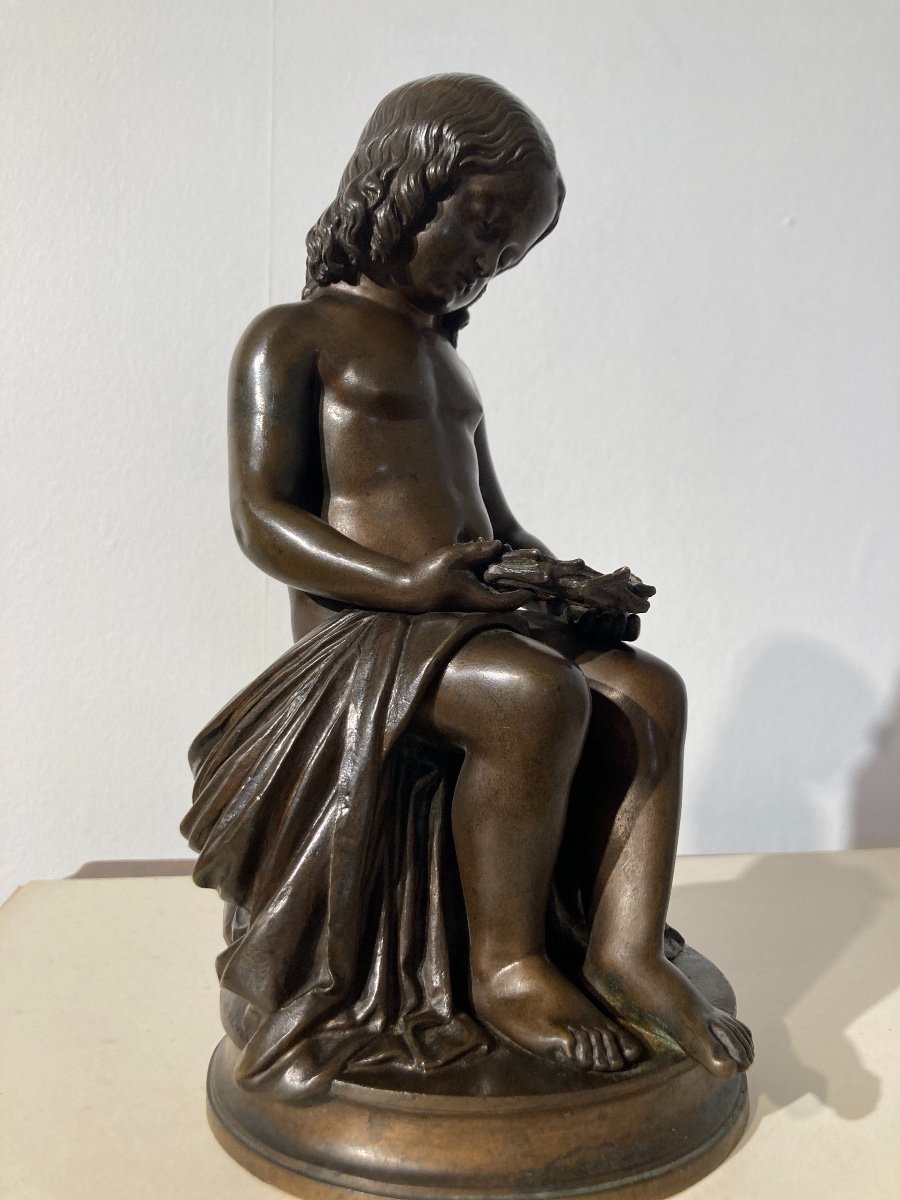 « l’enfant Dieu » épreuve En Bronze Signée Louis Valentin Robert-photo-3