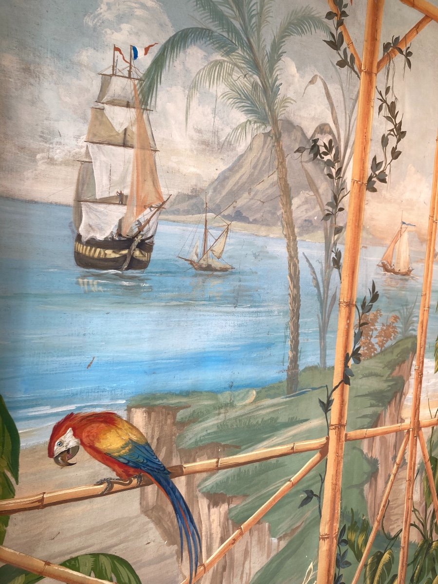  Large Panoramic Canvas In Trompe l'Oeil By Pierre Marie Rudelle Exotic Landscape-photo-2