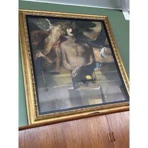 Bacchus, Pastel Et Pierre Noire Grand Format 150cm/135cm de Guy Brunet