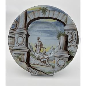 Plat en majolique de Pavie, Manufacture Rampini, fin XVIIᵉ – début XVIIIᵉ siècle