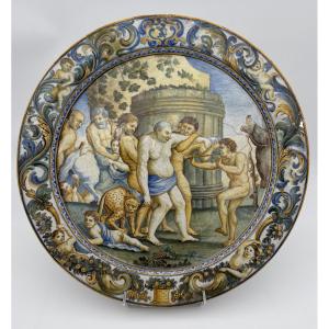 Castelli Faience Dish, 17th Century – Silenus And The Satyrs
