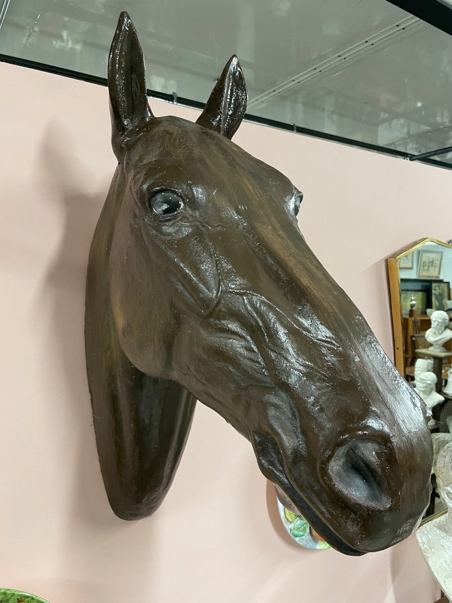 Tête De Cheval Décorative En Plâtre H: 80 Cm-photo-2