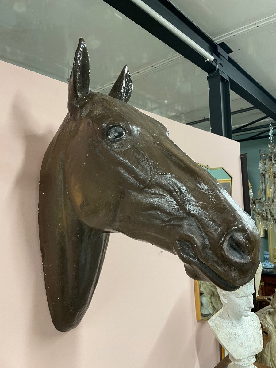 Tête De Cheval Décorative En Plâtre H: 80 Cm-photo-3