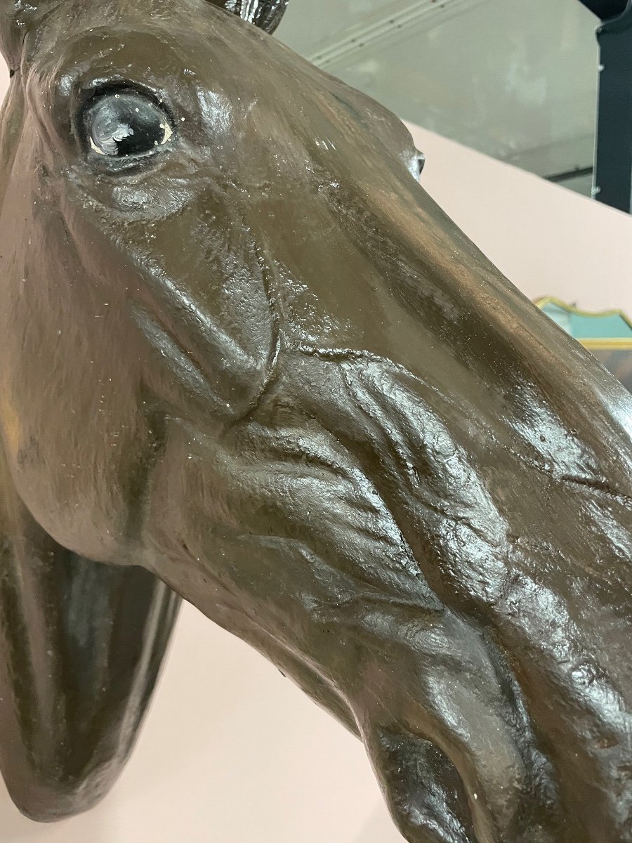 Tête De Cheval Décorative En Plâtre H: 80 Cm-photo-1