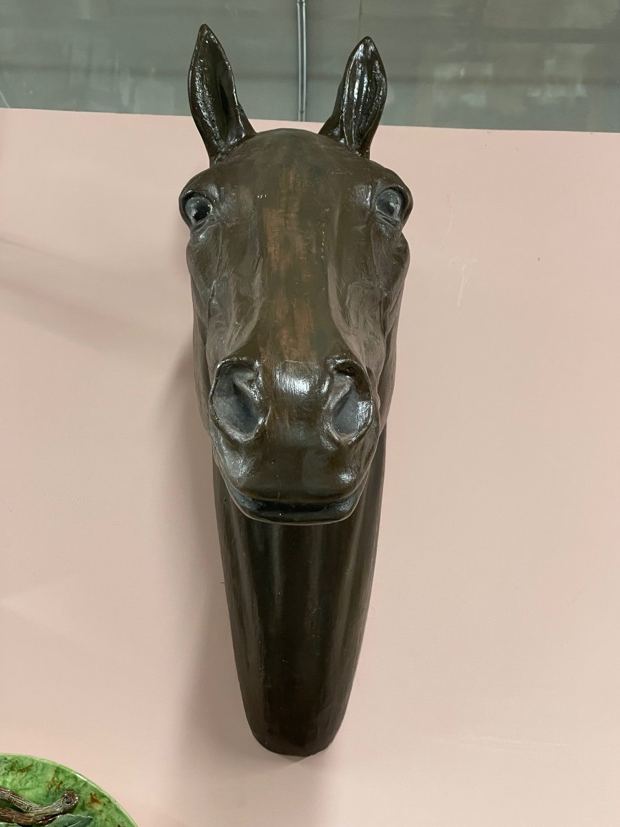 Tête De Cheval Décorative En Plâtre H: 80 Cm-photo-4