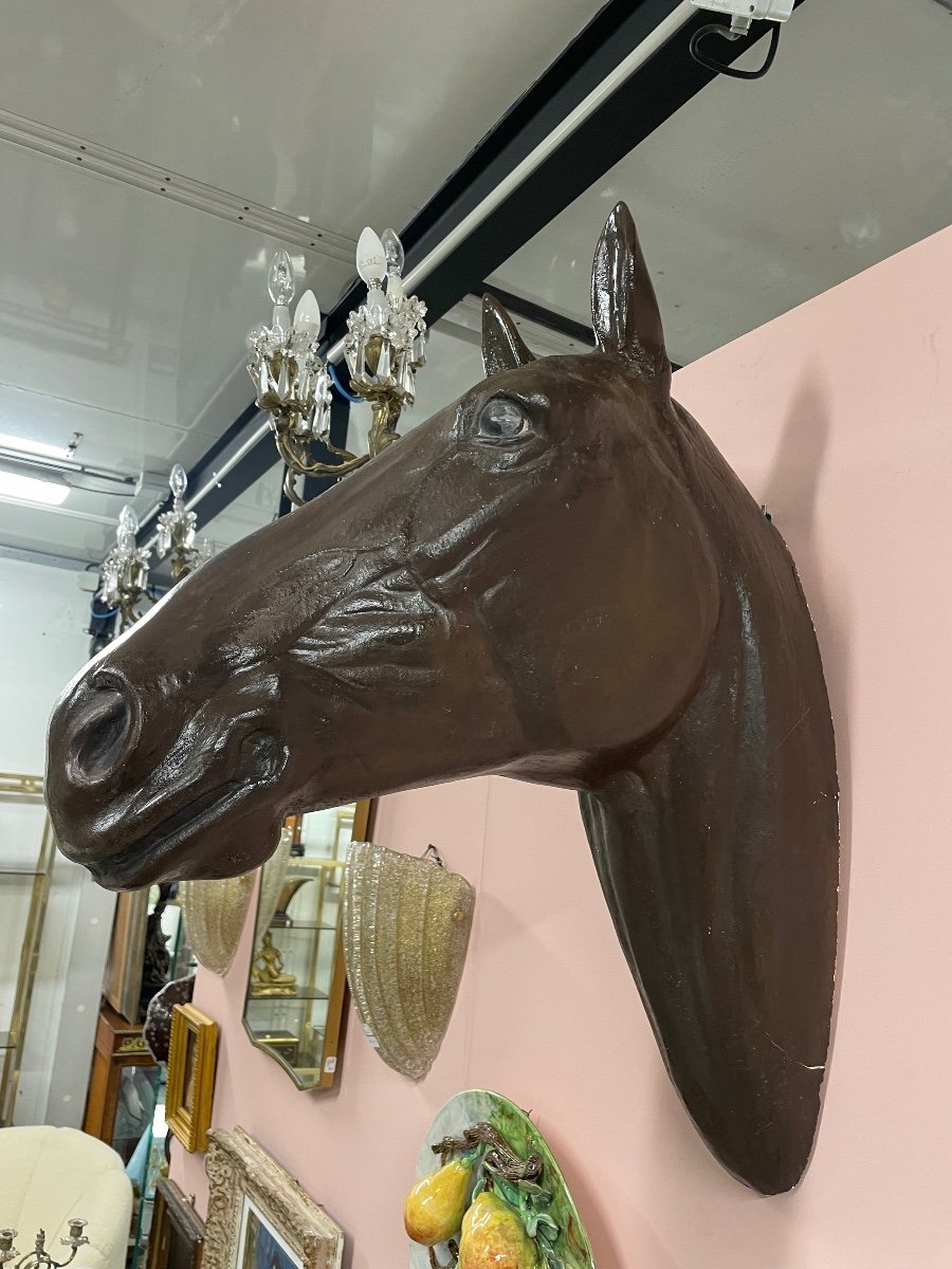 Tête De Cheval Décorative En Plâtre H: 80 Cm-photo-6