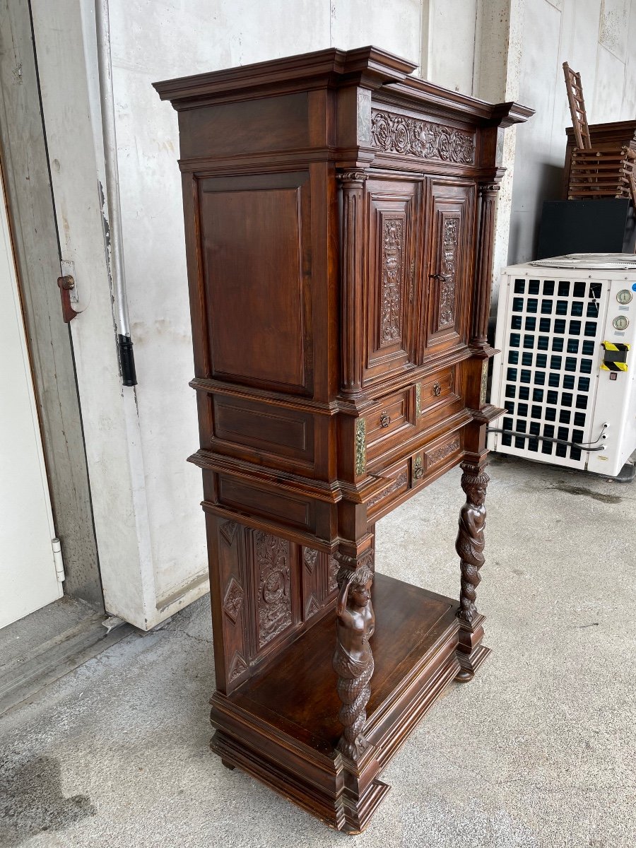Renaissance Style Walnut Credenza Late 19th-photo-4