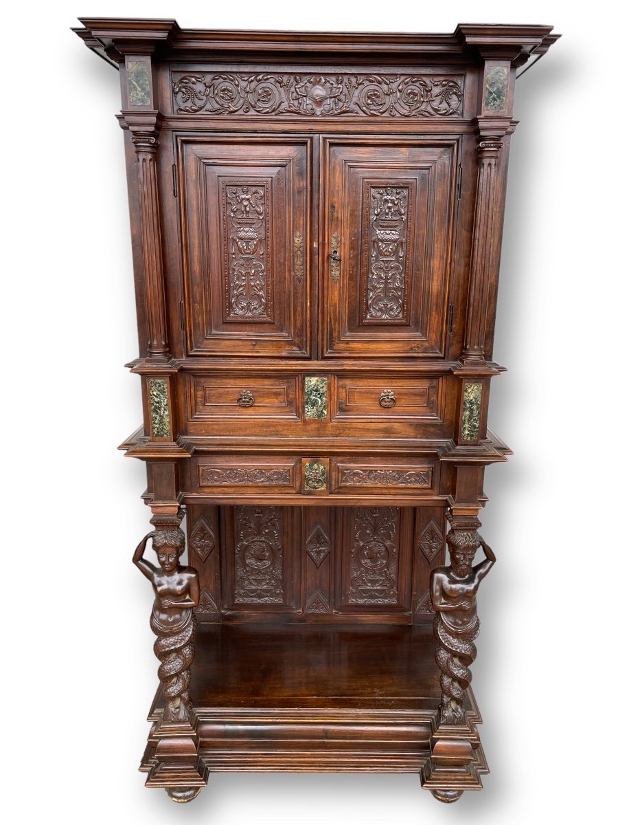 Renaissance Style Walnut Credenza Late 19th