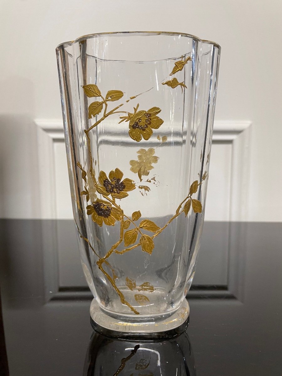 Baccarat - Crystal Staircase Japanese Vase In Golden Crystal