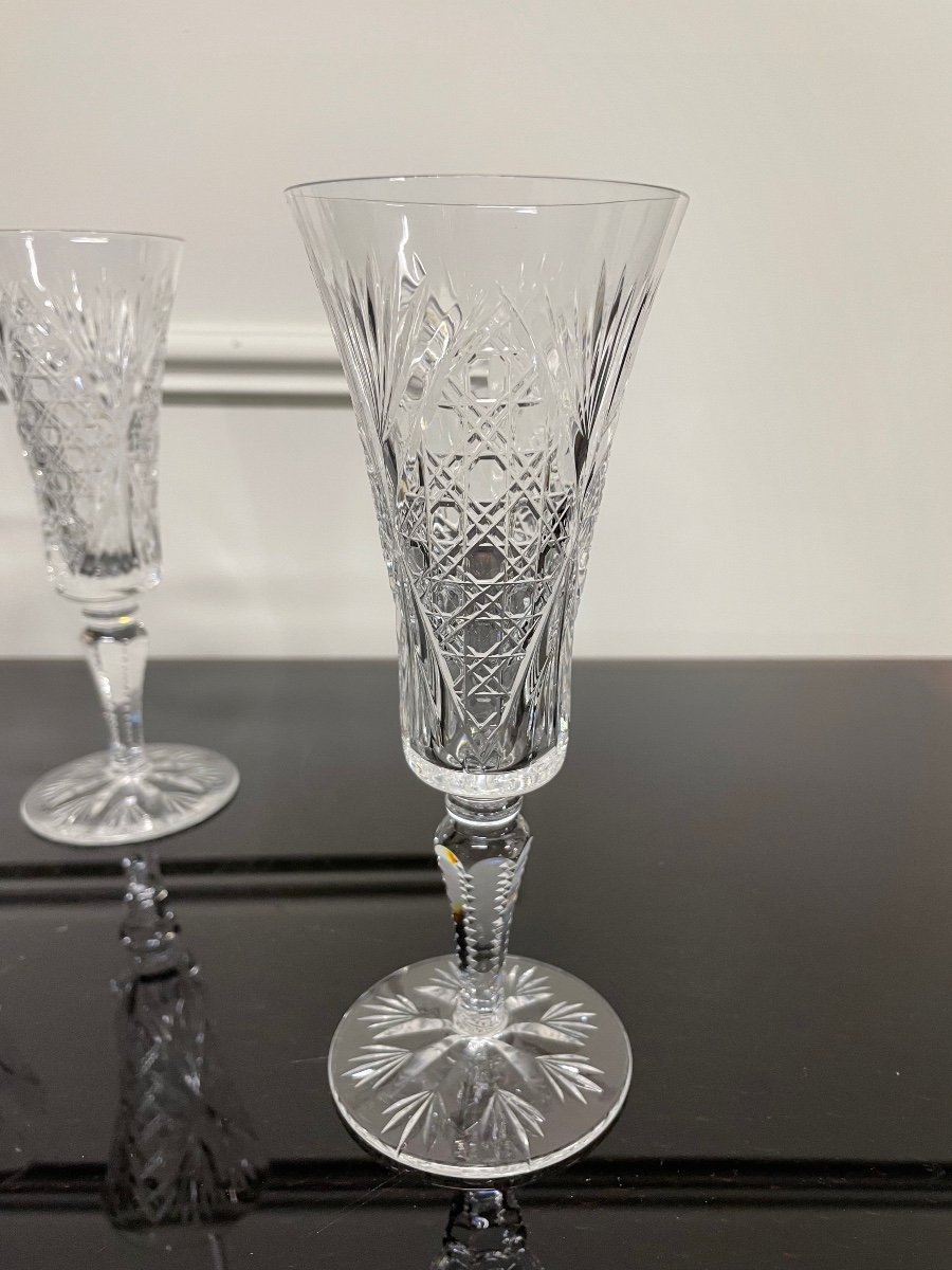 Saint Louis - Modèle Vologne 6 Flûtes à Champagne Cristal H: 18,5 Cm-photo-2