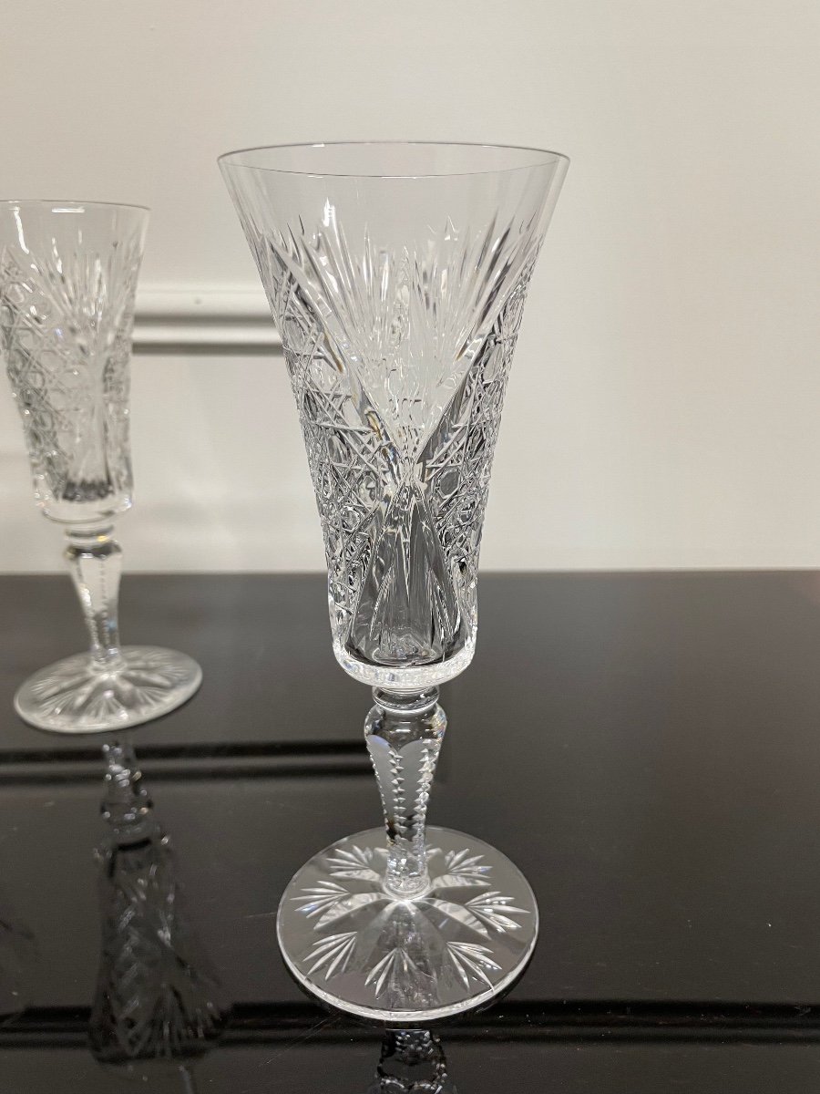 Saint Louis - Modèle Vologne 6 Flûtes à Champagne Cristal H: 18,5 Cm-photo-1