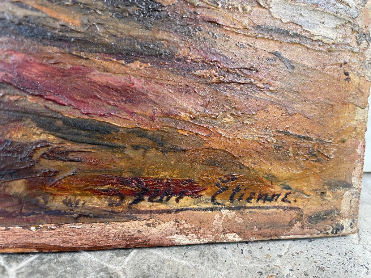 René Etienne - Huile Sur Panneau Bord De Mer Camargue Début XXème-photo-5