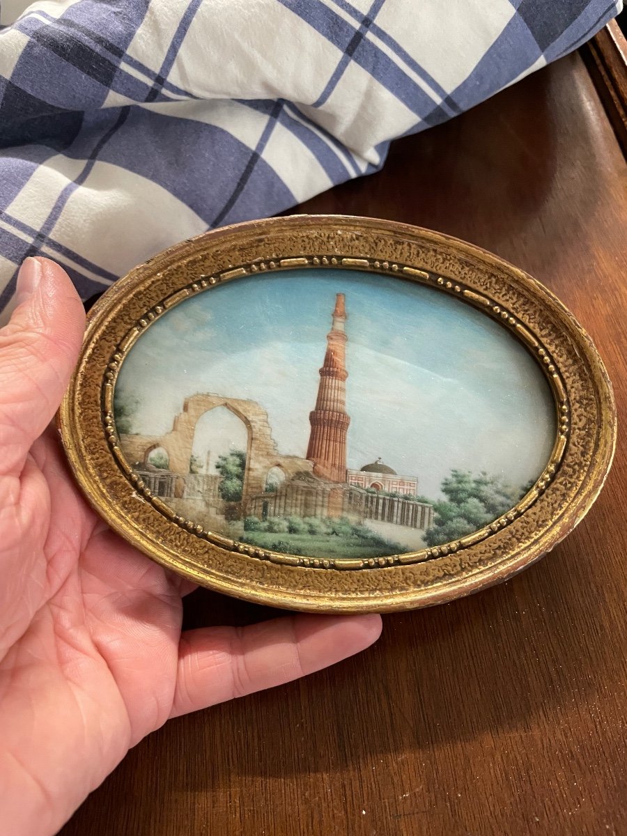 Miniature - View Of The Qutb Minar Delhi In India Late 19th-photo-5