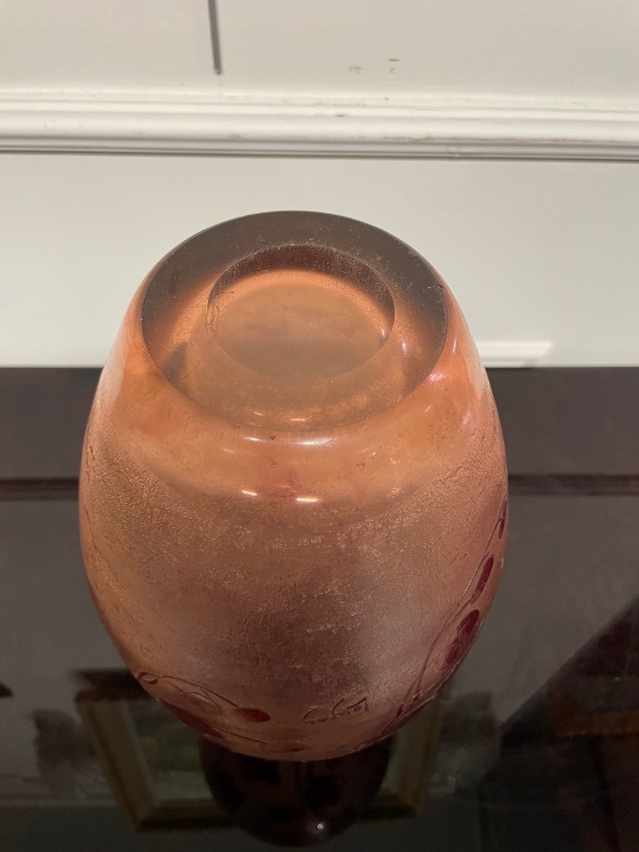 Legras - Large Art Nouveau Ruby Series Vase H: 35 Cm-photo-5