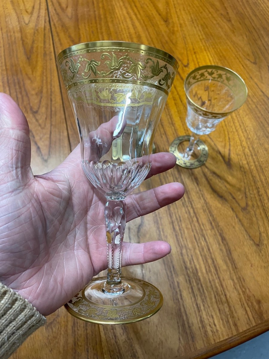 Saint Louis - Modèle Callot Cristal Doré 4 Verres à Eau H: 18 Cm Thistle-photo-5