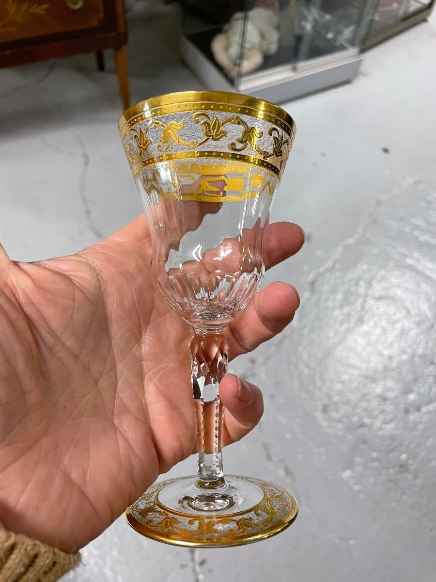 Saint Louis - Modèle Callot Cristal Doré 2 Verres à Vin H: 14,5 Cm Thistle-photo-2