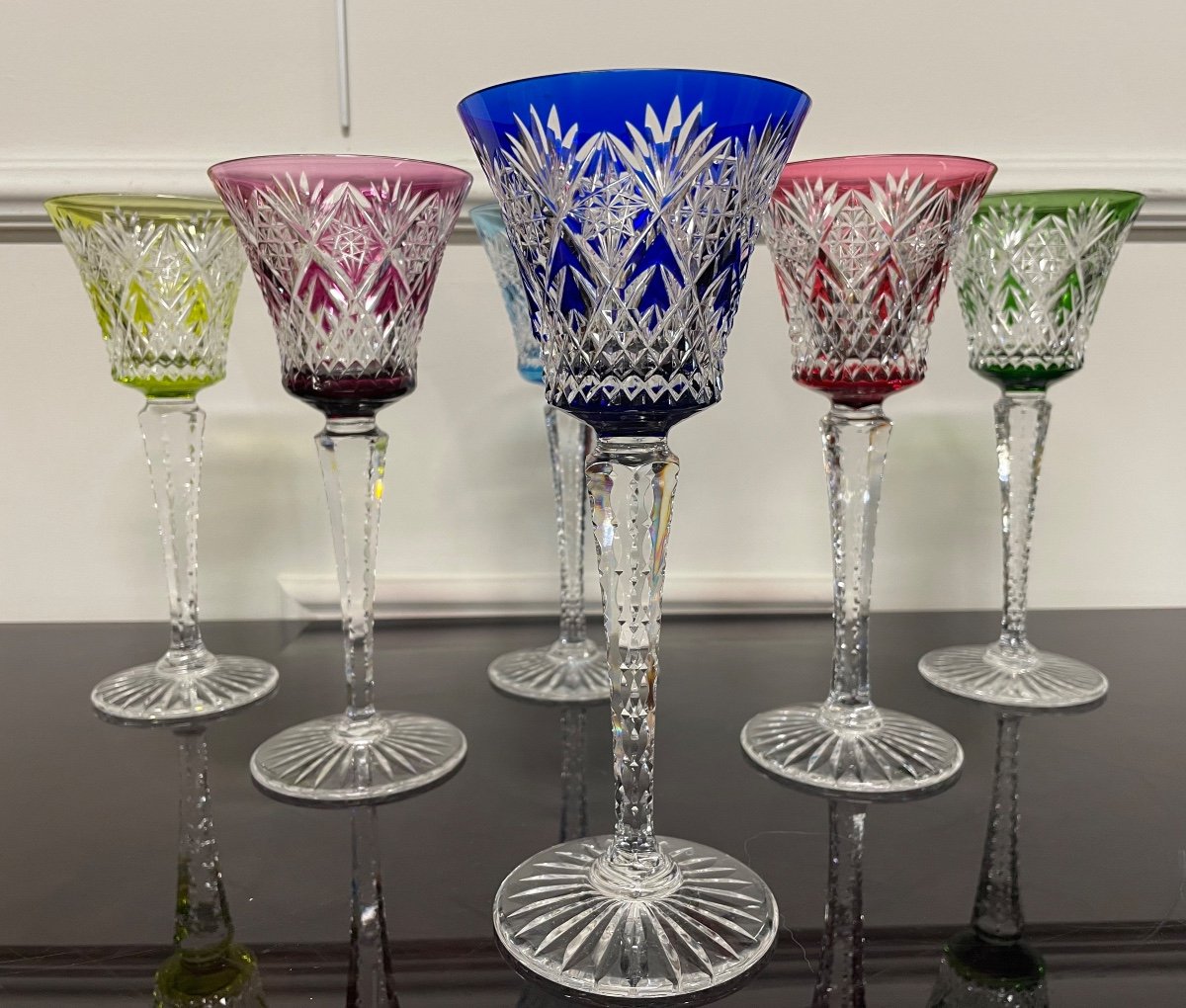 Saint Louis - Musset Model 6 Roemers Rhine Wine Glasses Crystal Color