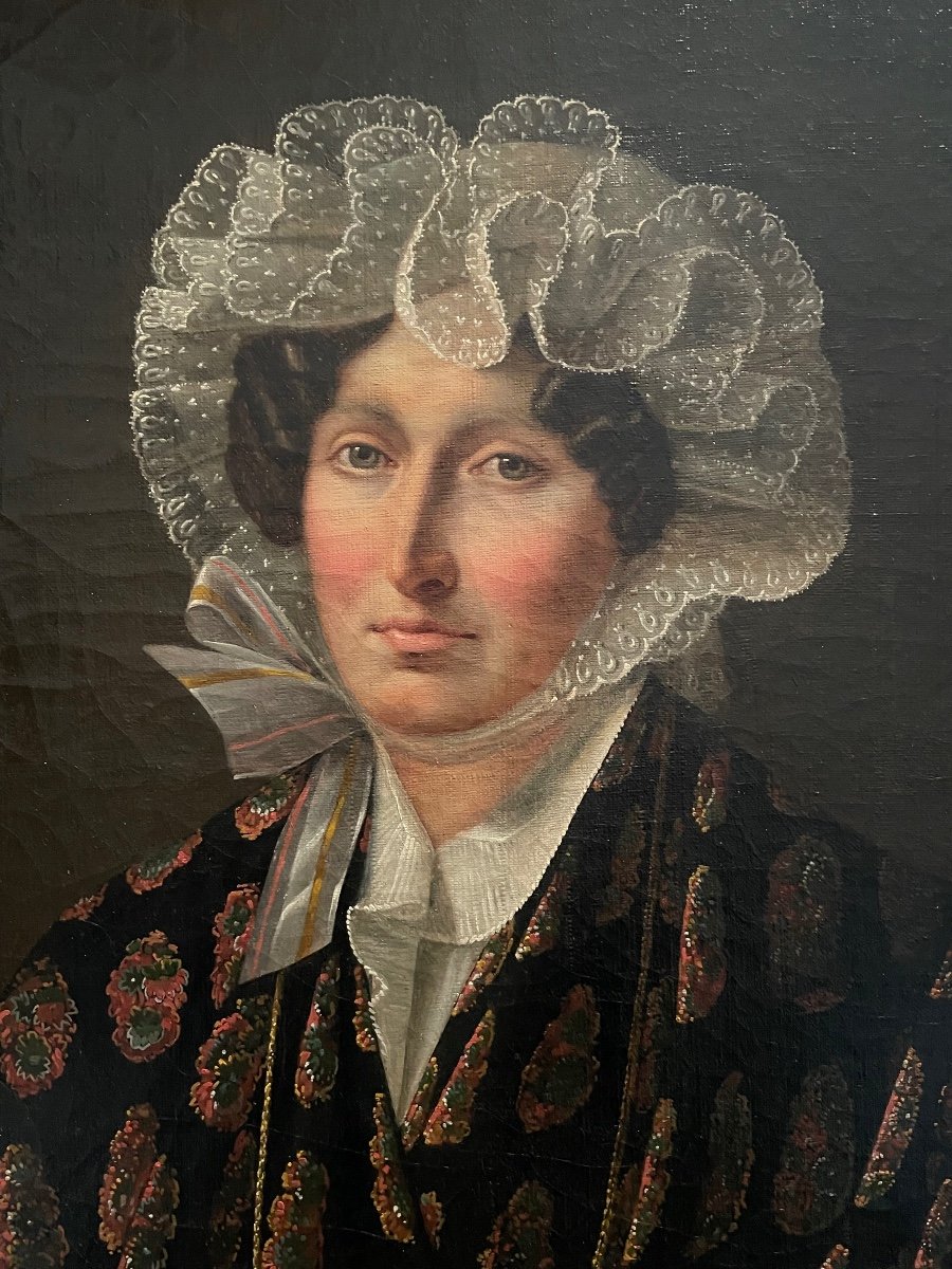 Portrait Of A Woman From The Charles X Period Oil On Canvas Early 19th Century-photo-3