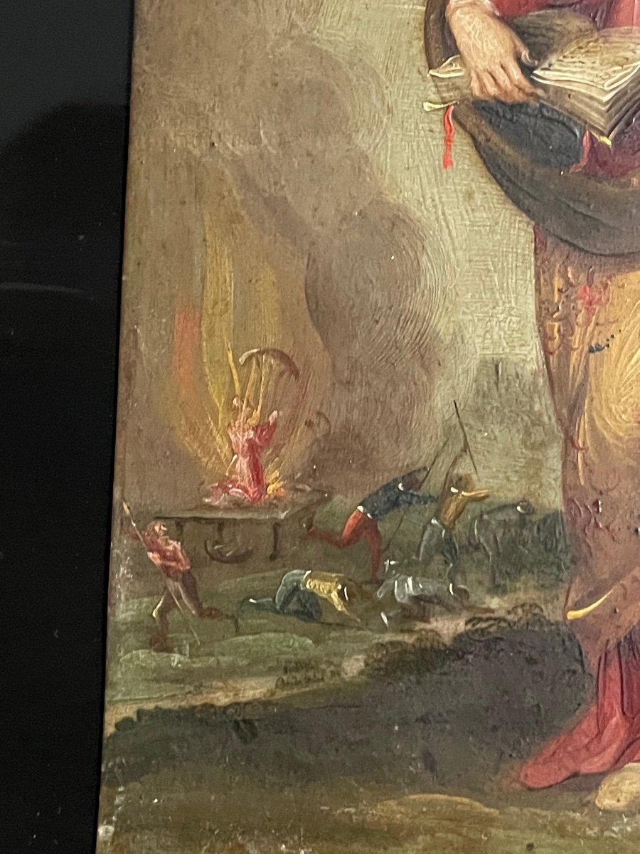 Painting On Copper Saint Catherine Period Late 17th Early 18th-photo-4