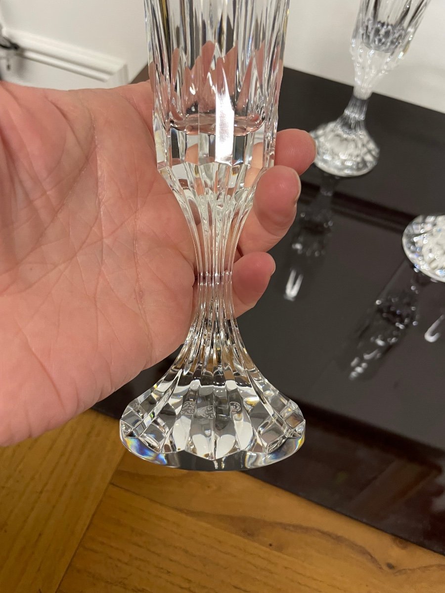 Baccarat - Assas Model 6 Crystal Champagne Flutes H: 21 Cm-photo-4