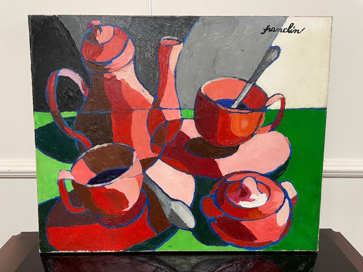 Françoise Jacquelin - Cubist Style Still Life “le Café Rouge” -photo-2