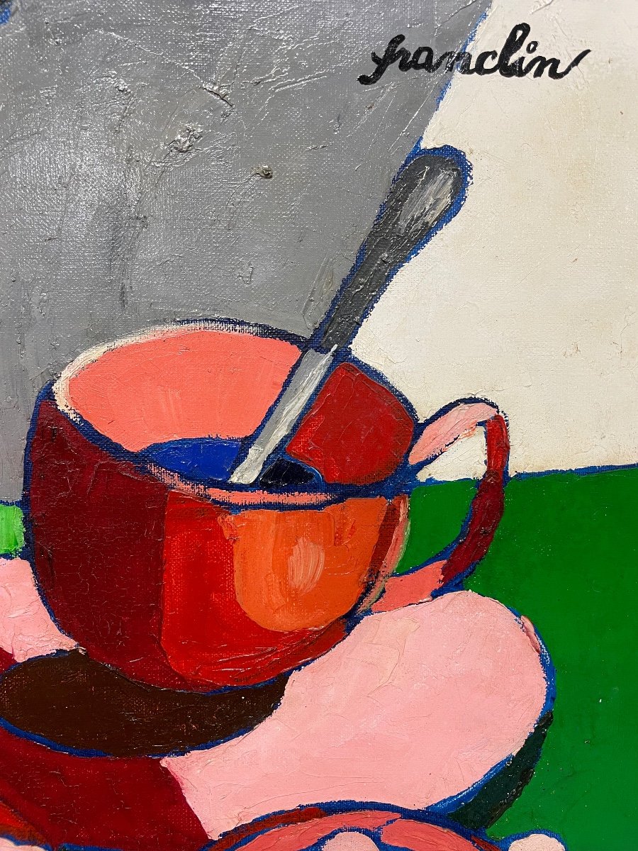 Françoise Jacquelin - Cubist Style Still Life “le Café Rouge” -photo-4