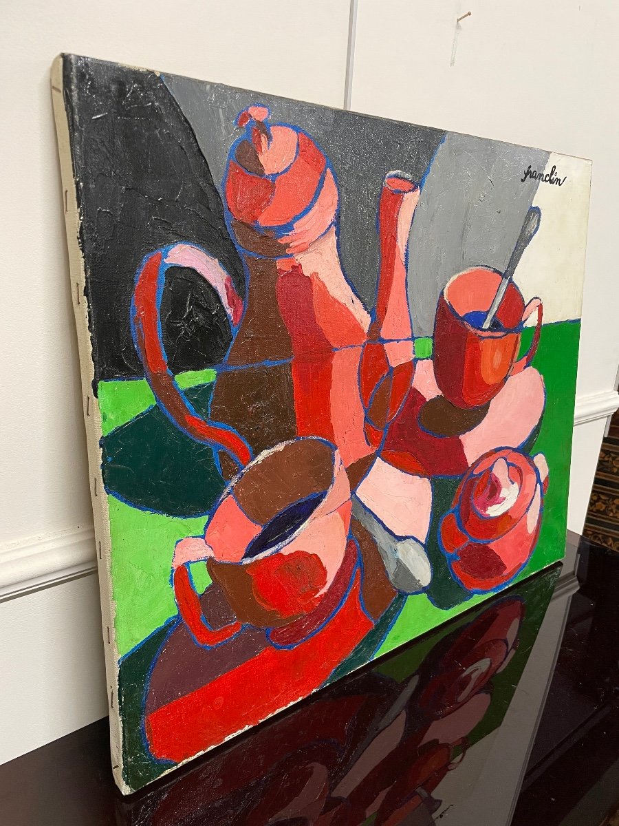 Françoise Jacquelin - Cubist Style Still Life “le Café Rouge” -photo-4
