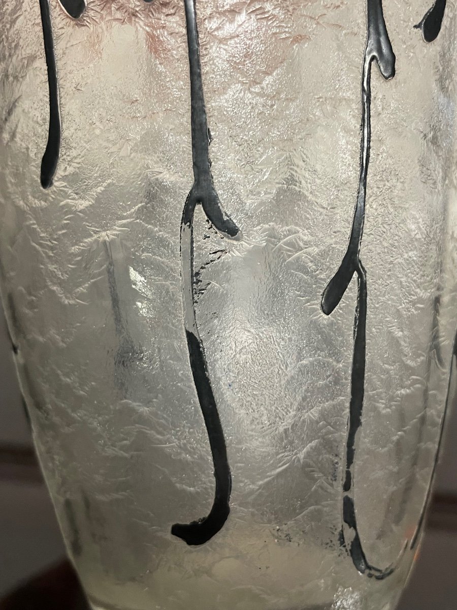 Legras - Art Deco Vase In Frosted Glass Circa 1930-photo-3