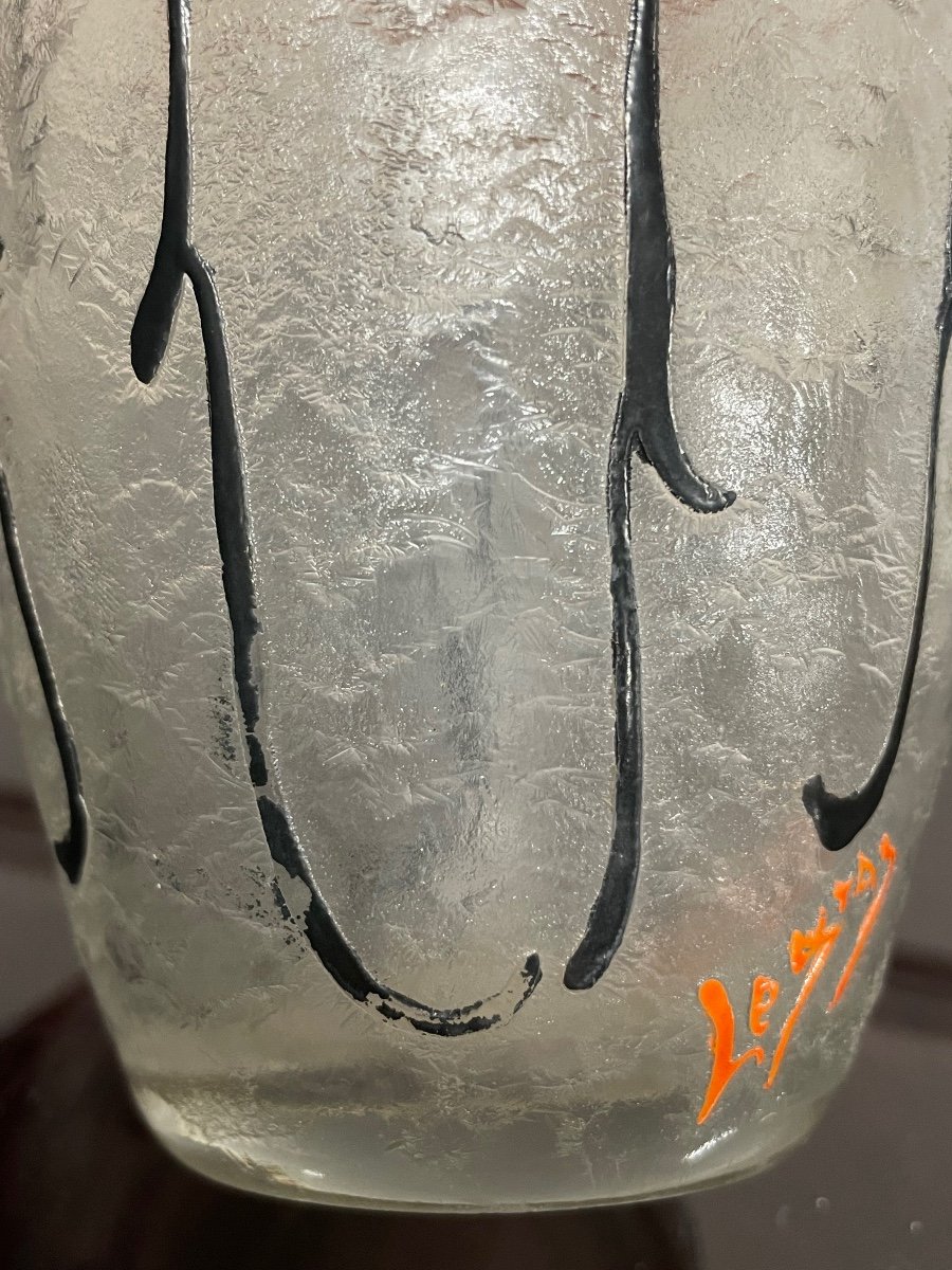 Legras - Art Deco Vase In Frosted Glass Circa 1930-photo-4