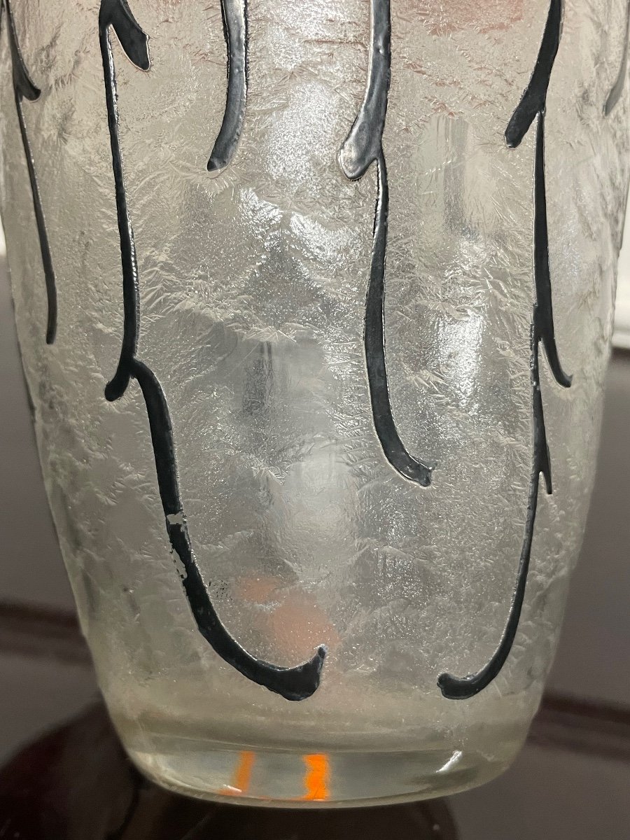 Legras - Art Deco Vase In Frosted Glass Circa 1930-photo-5