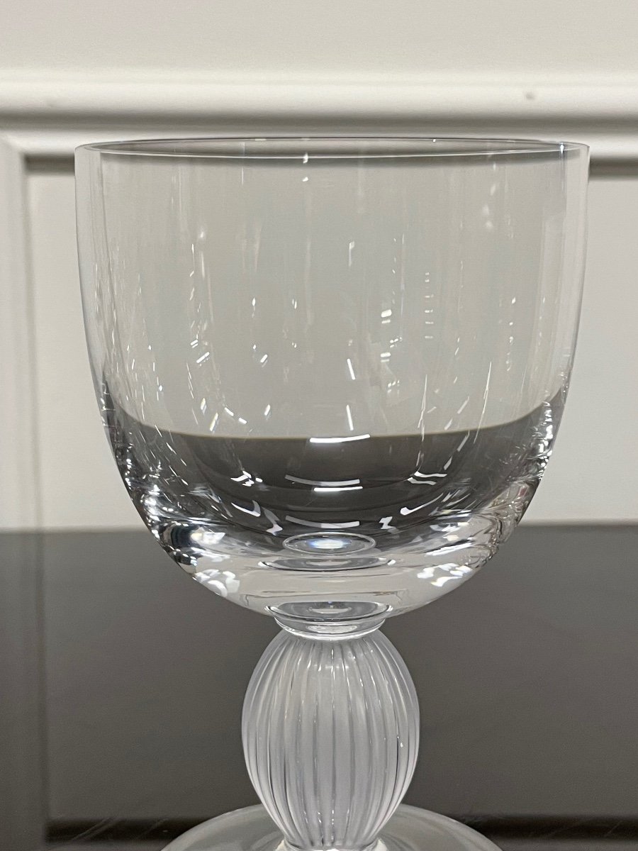 Lalique - Modèle Langeais - 5 Verres à Vin Blanc En Cristal Lalique France H: 12 Cm-photo-4