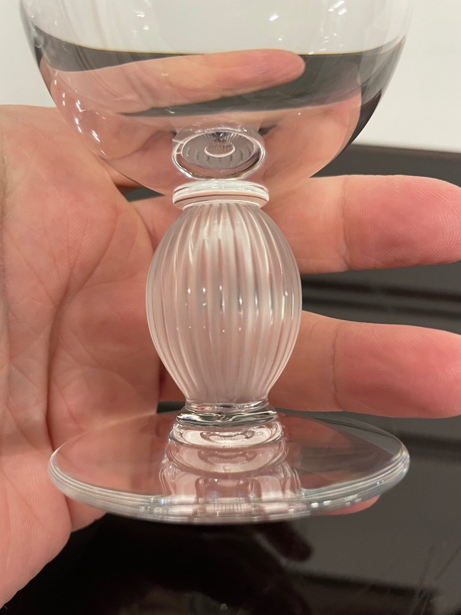 Lalique - Modèle Langeais - 5 Verres à Vin Blanc En Cristal Lalique France H: 12 Cm-photo-2