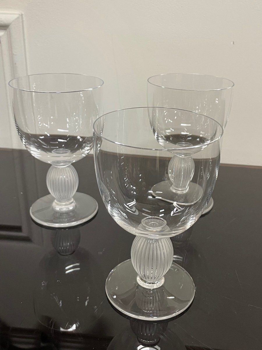 Lalique - Modèle Langeais - 5 Verres à Vin Blanc En Cristal Lalique France H: 12 Cm-photo-5