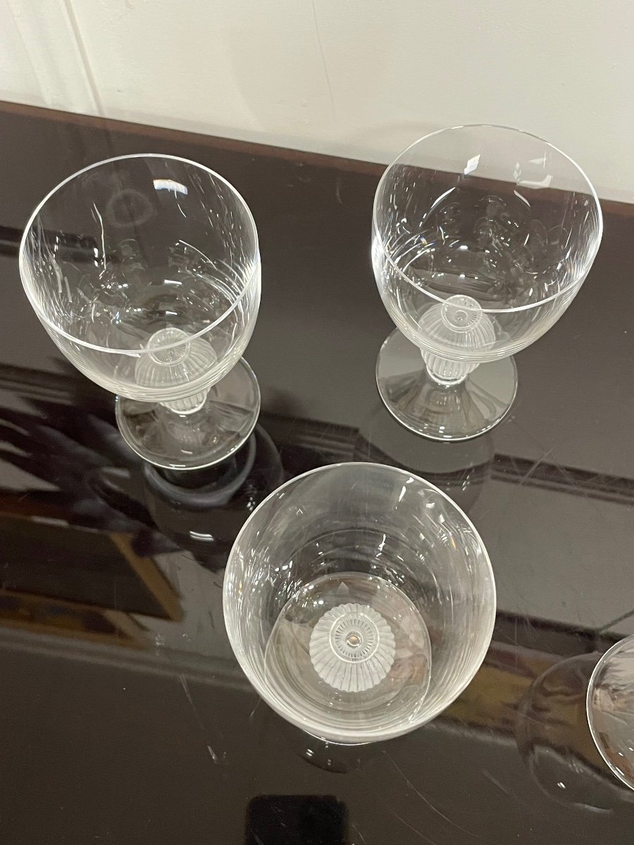 Lalique - Modèle Langeais - 5 Verres à Vin Blanc En Cristal Lalique France H: 12 Cm-photo-6