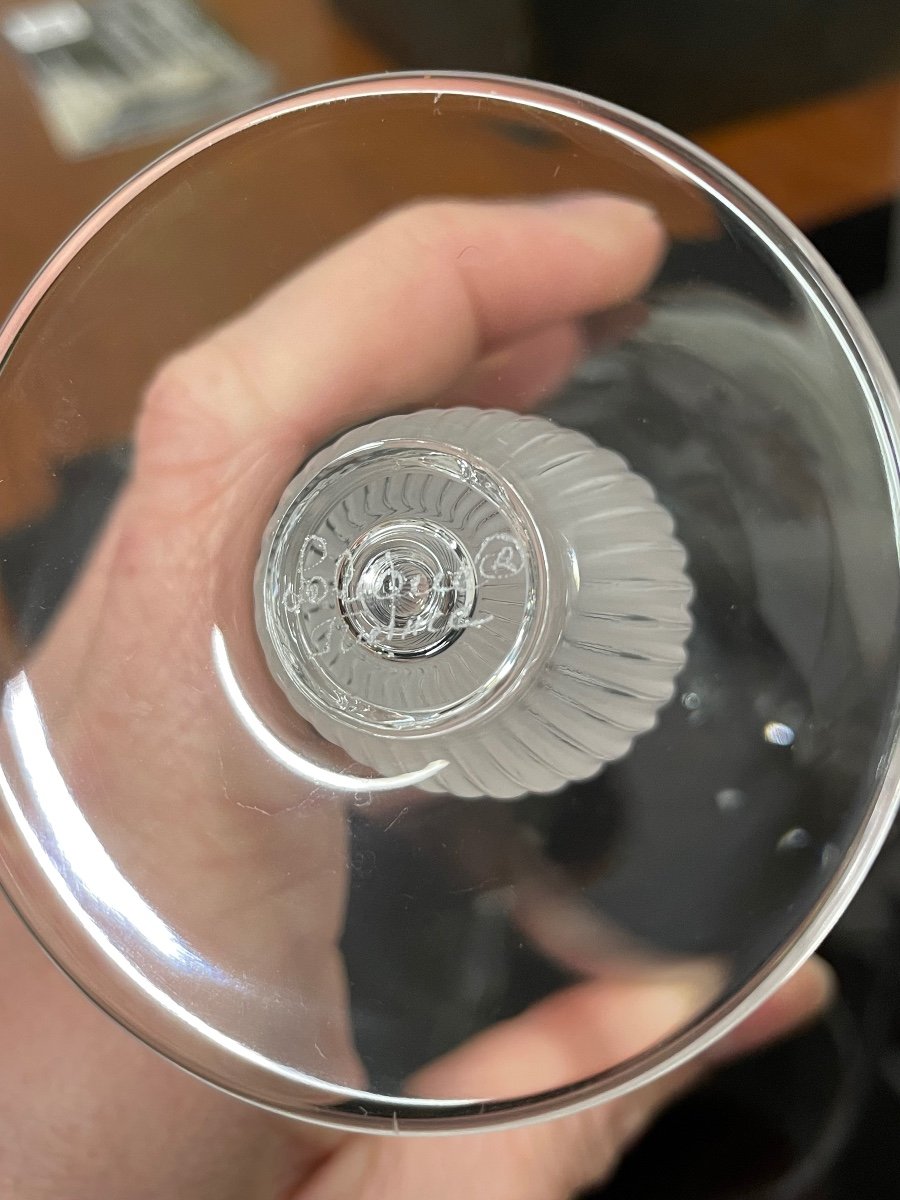 Lalique - Modèle Langeais - 5 Verres à Vin Blanc En Cristal Lalique France H: 12 Cm-photo-8