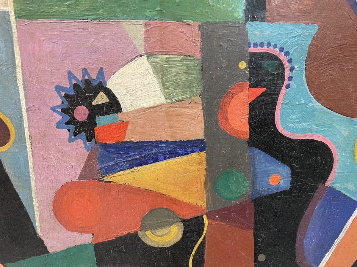 Jozef Popczyk - Abstract Cubist Composition Circa 1930 Oil On Canvas.-photo-3