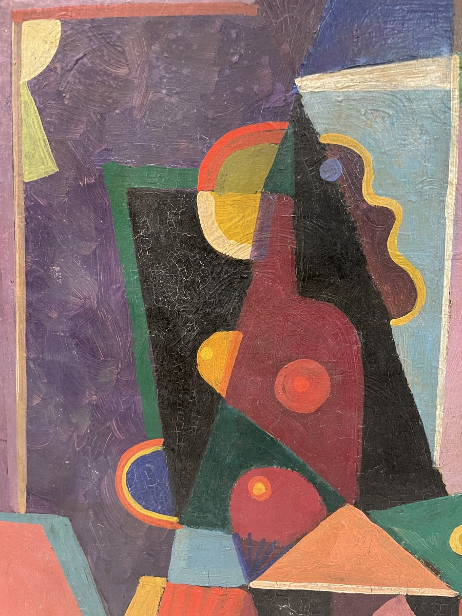 Jozef Popczyk - Abstract Cubist Composition Circa 1930 Oil On Canvas.-photo-4