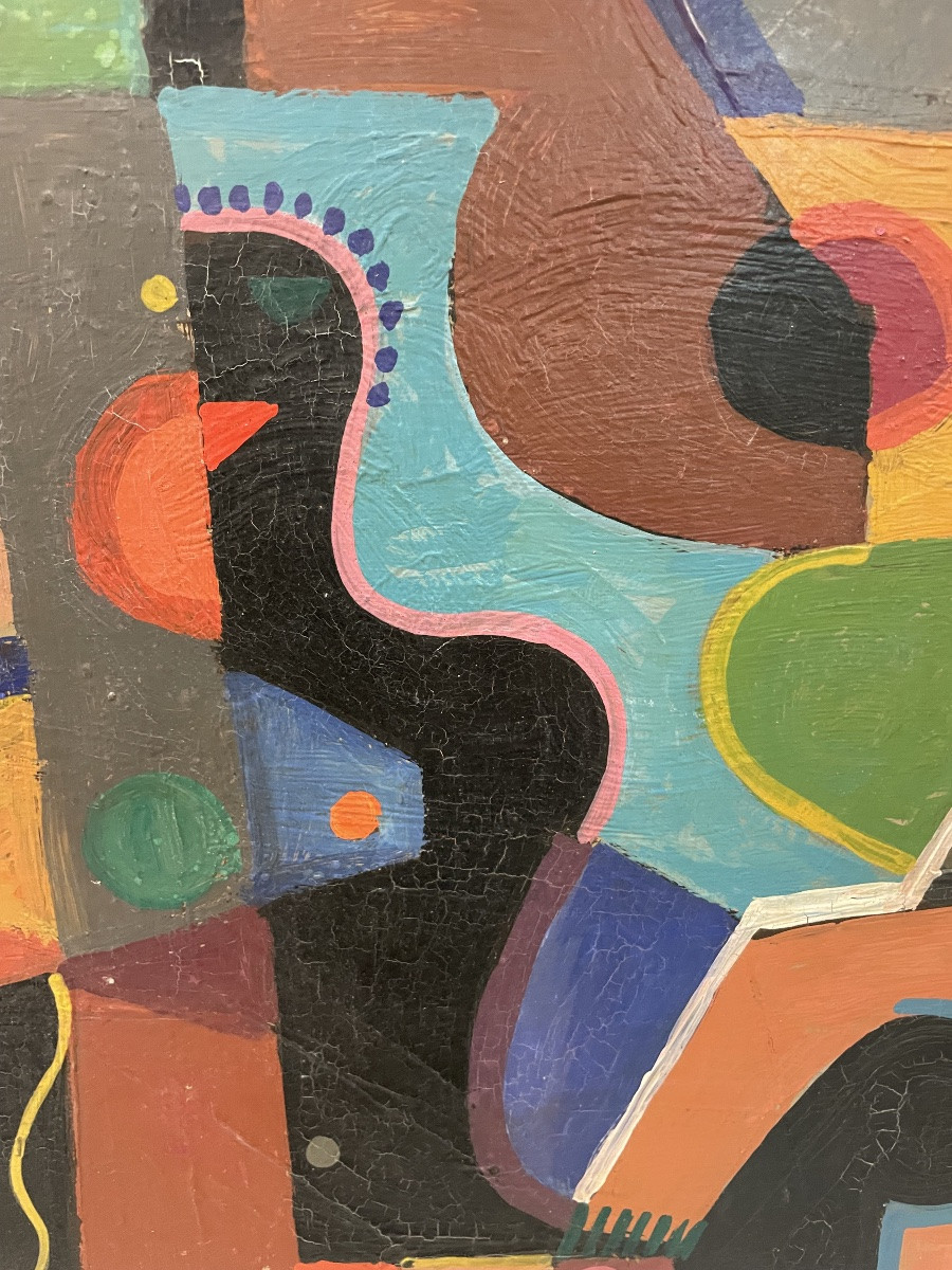 Jozef Popczyk - Abstract Cubist Composition Circa 1930 Oil On Canvas.-photo-1