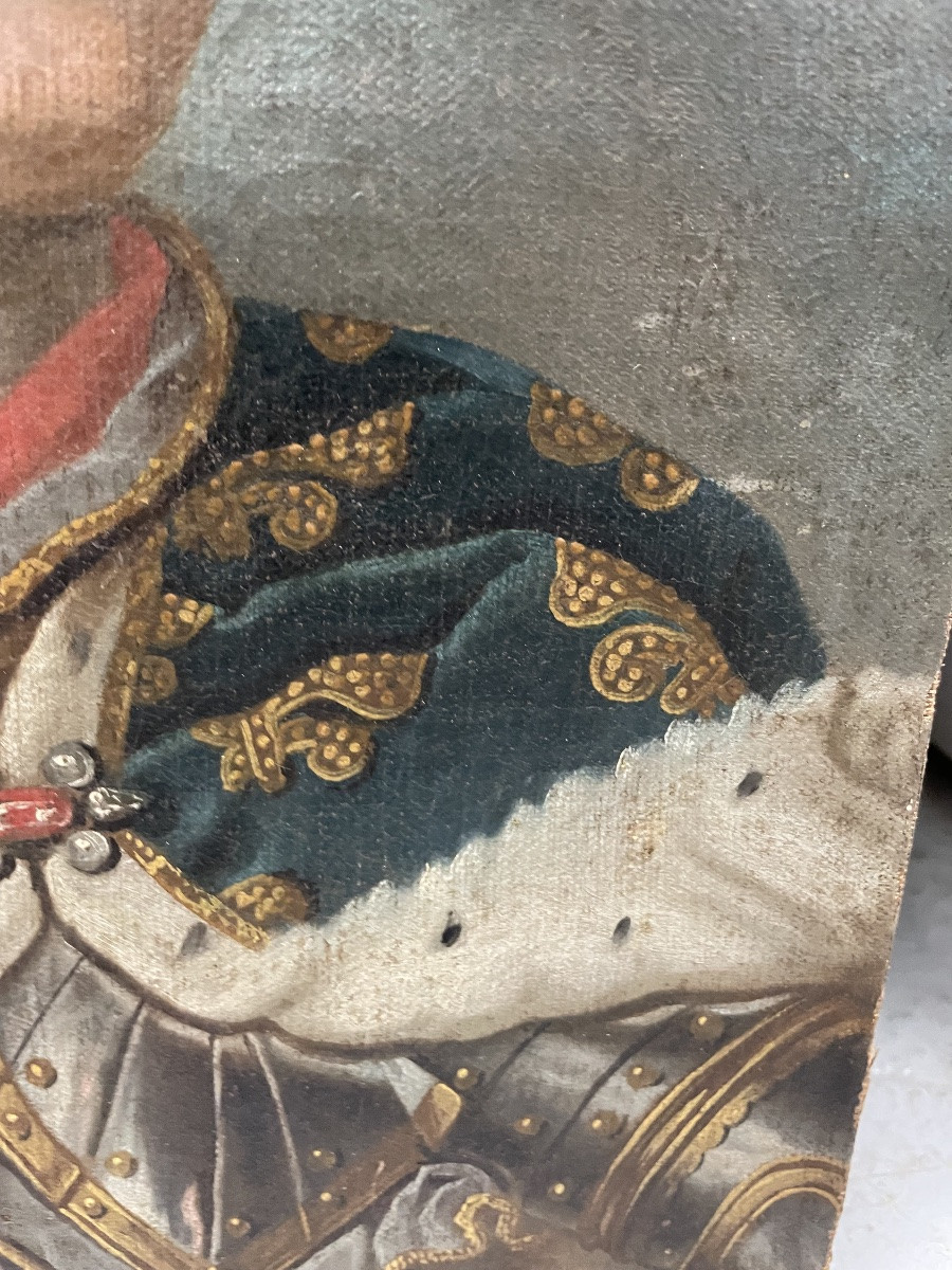 Portrait Of King Louis XV Oil On Canvas 18th Century-photo-4