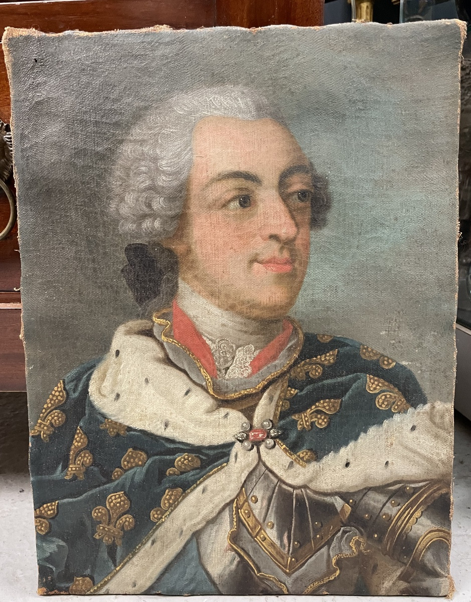 Portrait Of King Louis XV Oil On Canvas 18th Century
