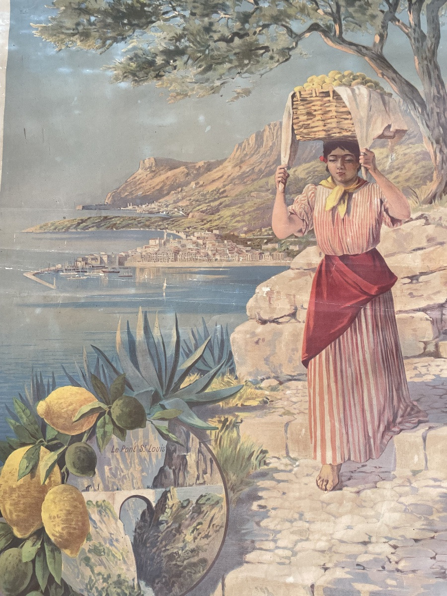 Hugo d'Alesi - Menton Côte d'Azur Travel Canvas Poster Circa 1890-photo-6