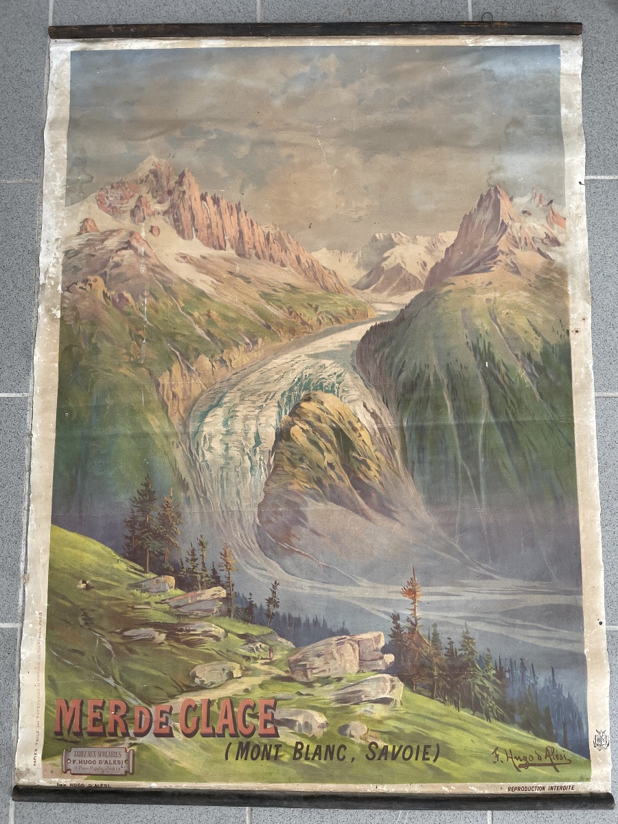 Hugo d'Alesi - Mont Blanc Sea Of Ice Canvas Travel Poster Circa 1890-photo-5