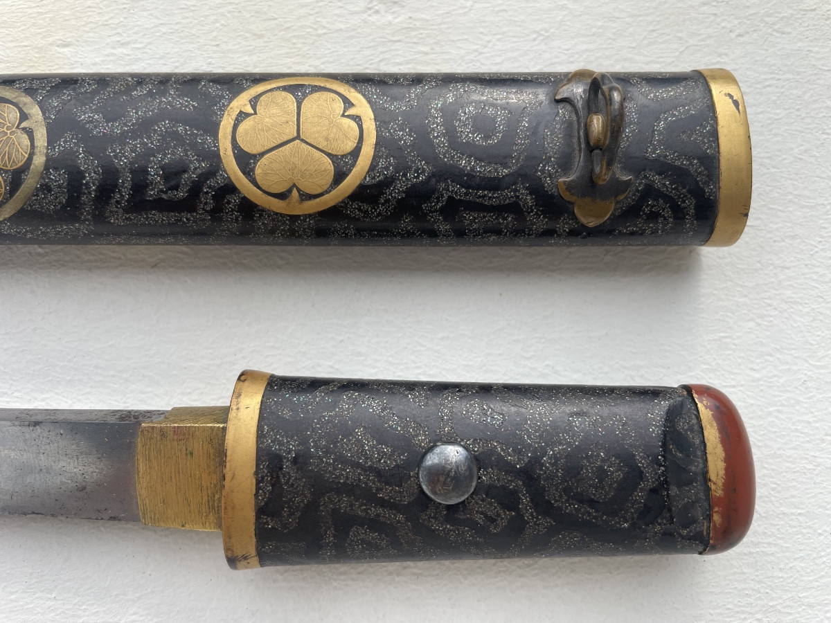 Tanto Type Kwaiken Samurai Sword Lacquer Aogai Meiji Period-photo-2