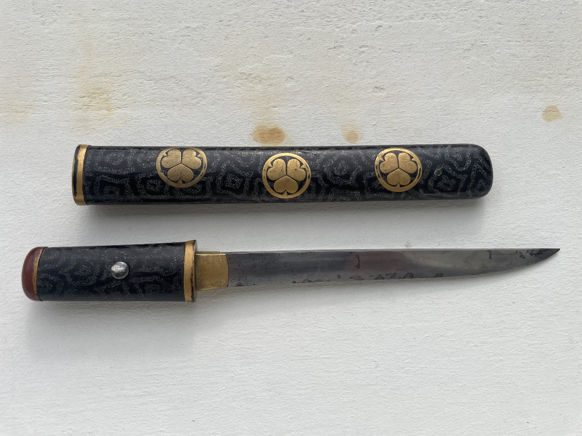 Tanto Type Kwaiken Samurai Sword Lacquer Aogai Meiji Period-photo-1