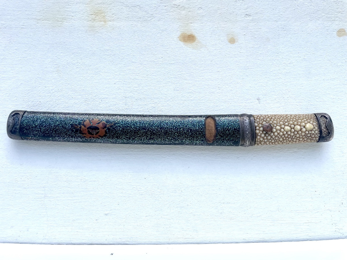 Tanto type Kwaiken Sabre samouraï Laque Aogai Période Meiji-photo-2