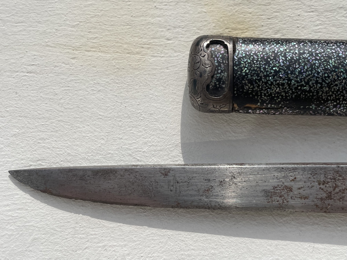 Tanto type Kwaiken Sabre samouraï Laque Aogai Période Meiji-photo-1
