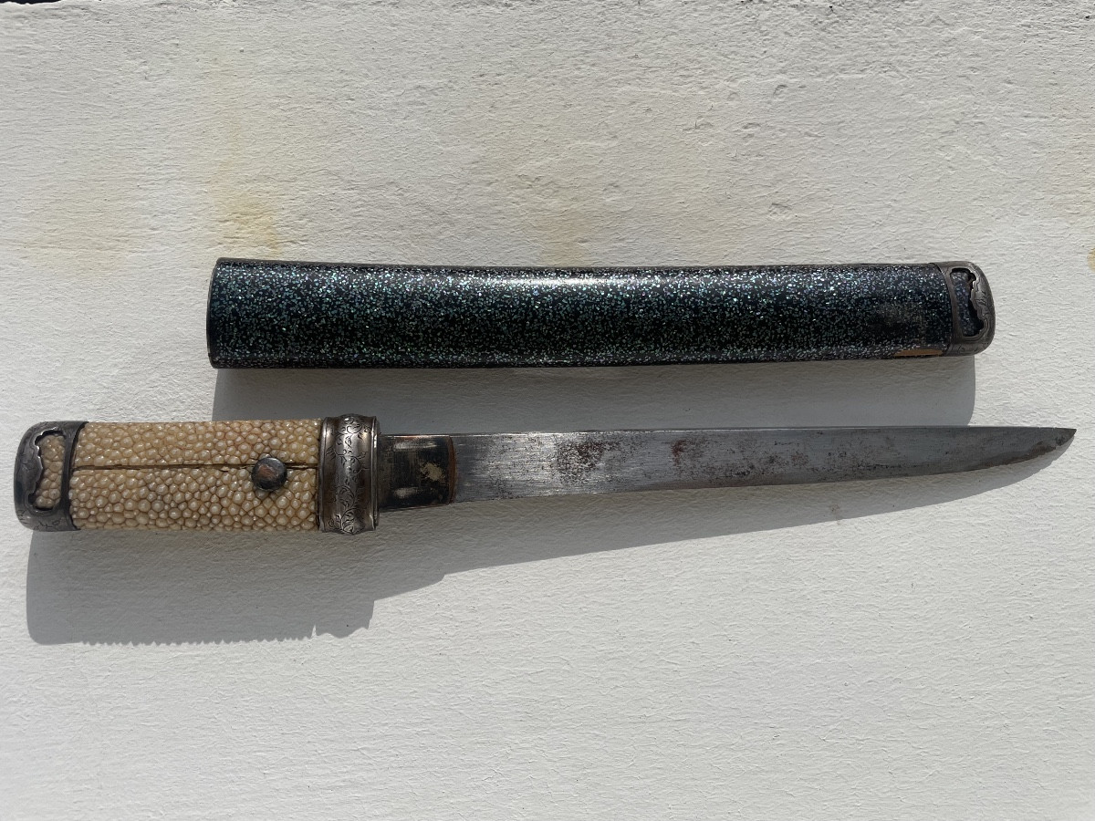 Tanto type Kwaiken Sabre samouraï Laque Aogai Période Meiji-photo-2