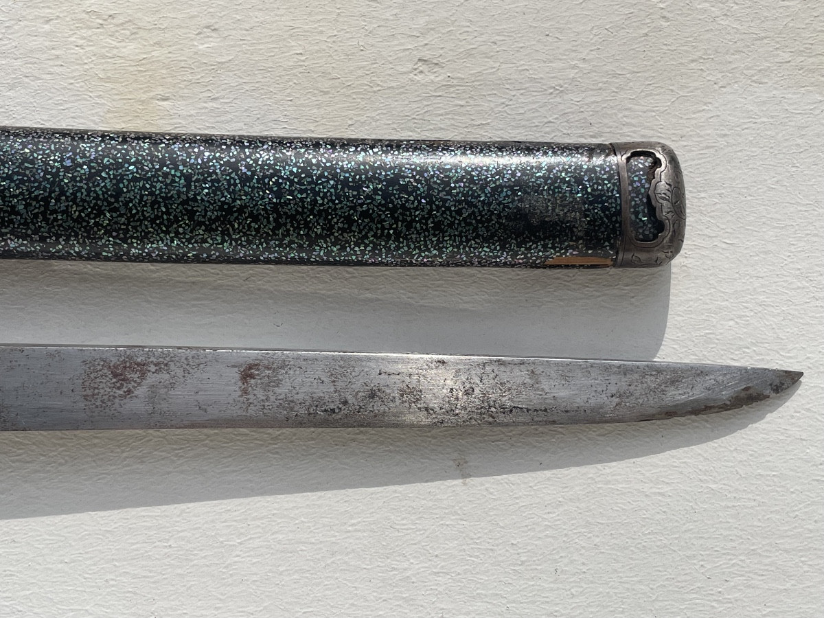 Tanto type Kwaiken Sabre samouraï Laque Aogai Période Meiji-photo-4