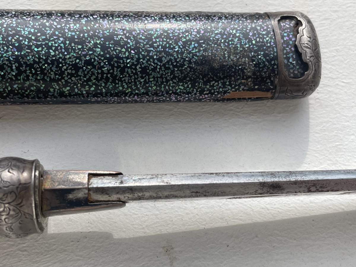 Tanto type Kwaiken Sabre samouraï Laque Aogai Période Meiji-photo-5